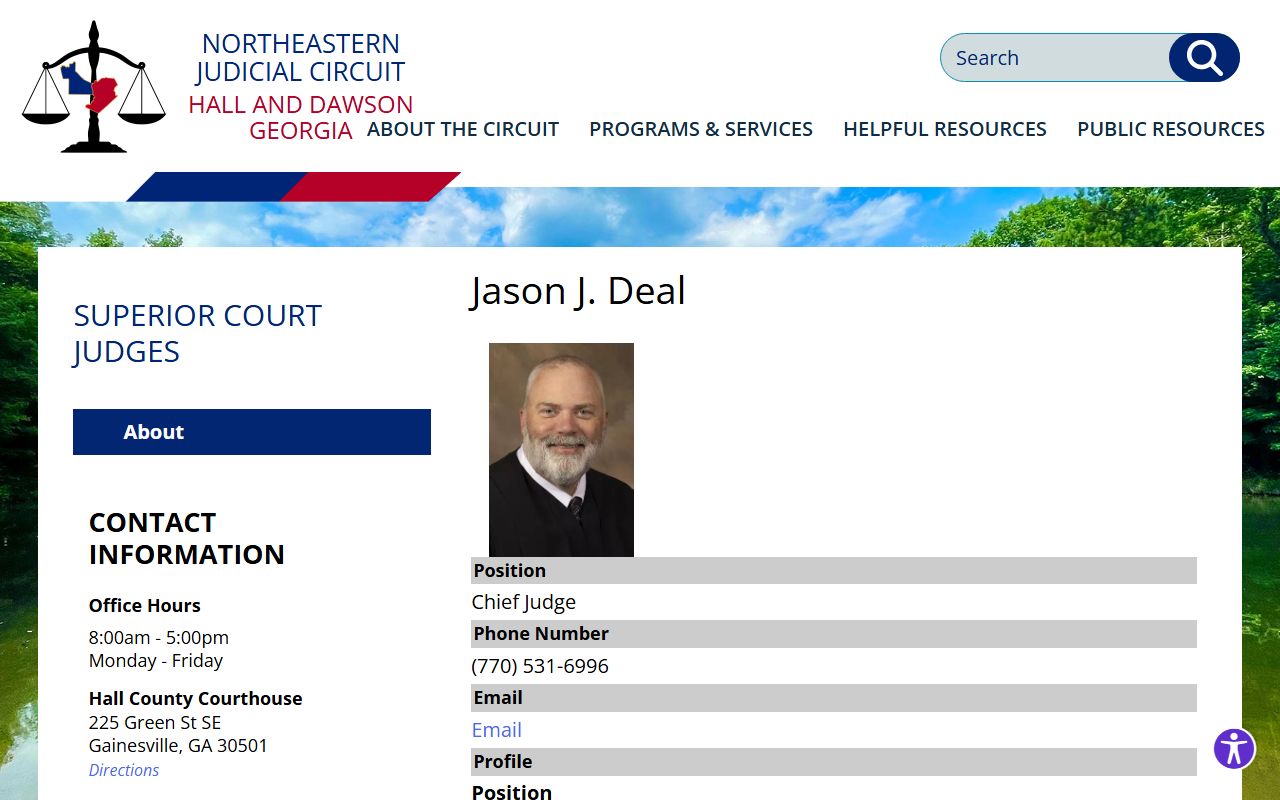 Dawson County Superior Court Judge Jason J. Deal biography and treatment court role