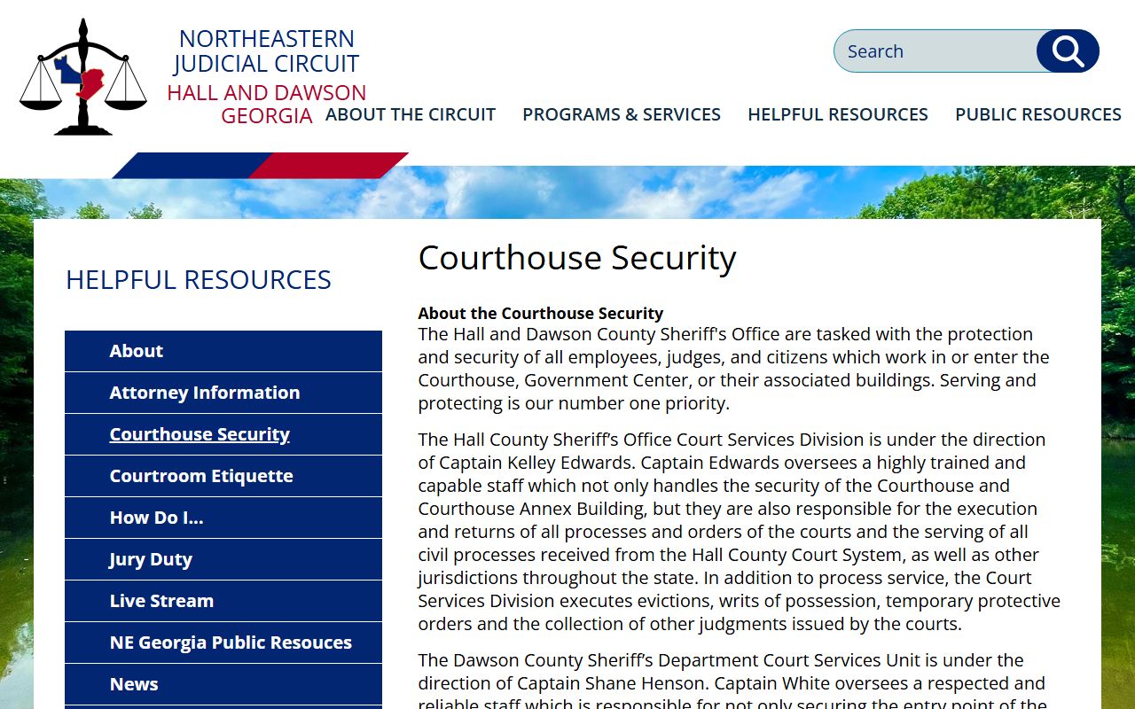 Northeastern Judicial Circuit courthouse security instructions for Dawson courthouse visitors