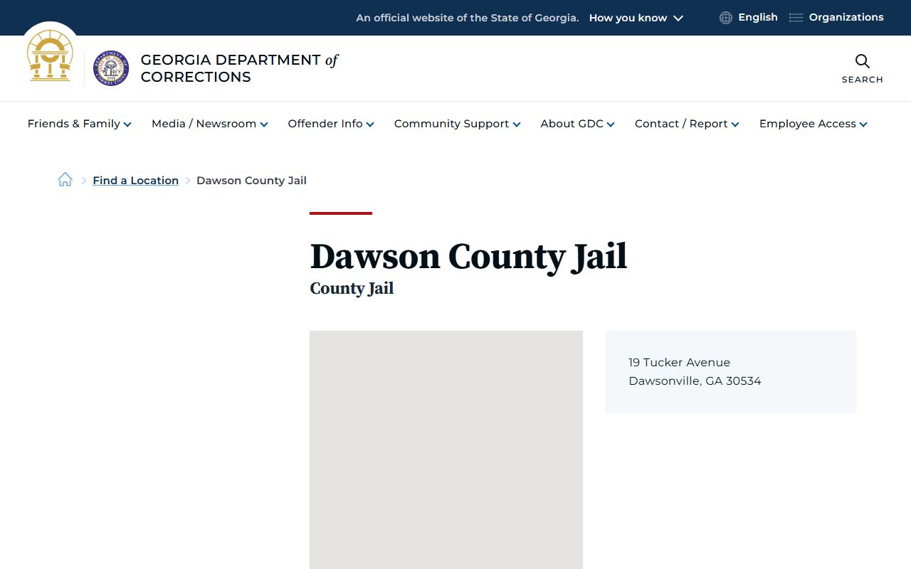 Georgia Department of Corrections listing for Dawson County Jail