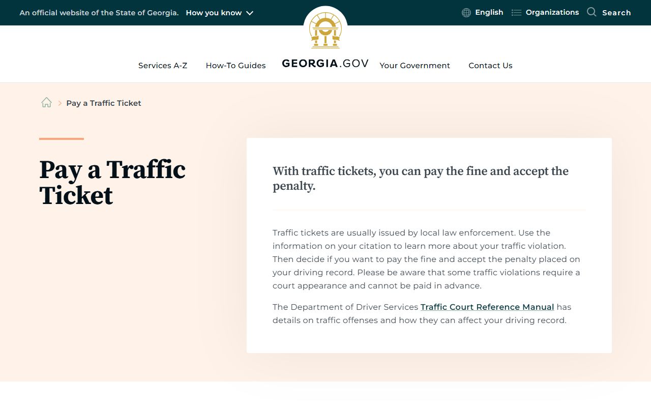 Dawson County traffic court records Georgia traffic ticket payment overview