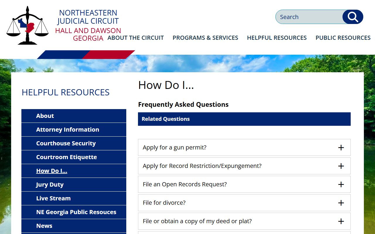 Northeastern Judicial Circuit FAQ for Dawson County court and warrant routing